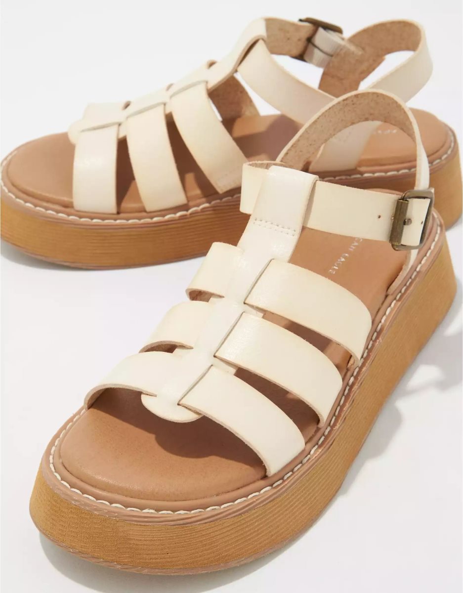 Compensées American Eagle AE Fisherman Sandal Beige Kaki Femme | GPD-12002195